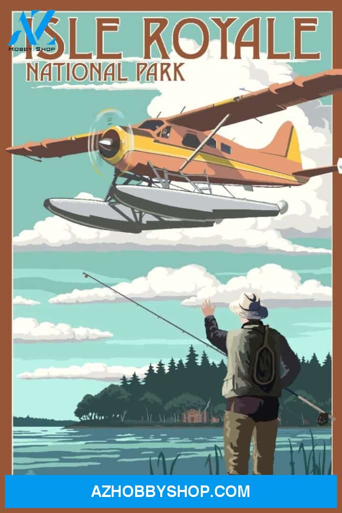 Isle Royale National Park Michigan Float Plane And Fisherman