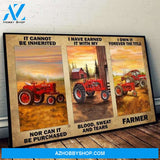 It Cannot Be Inherited Tractor Farm Poster Canvas Wall Decor Visual Art