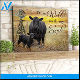It Is Well With My Soul Angus Cow Canvas Wall Art Farmhouse Decor