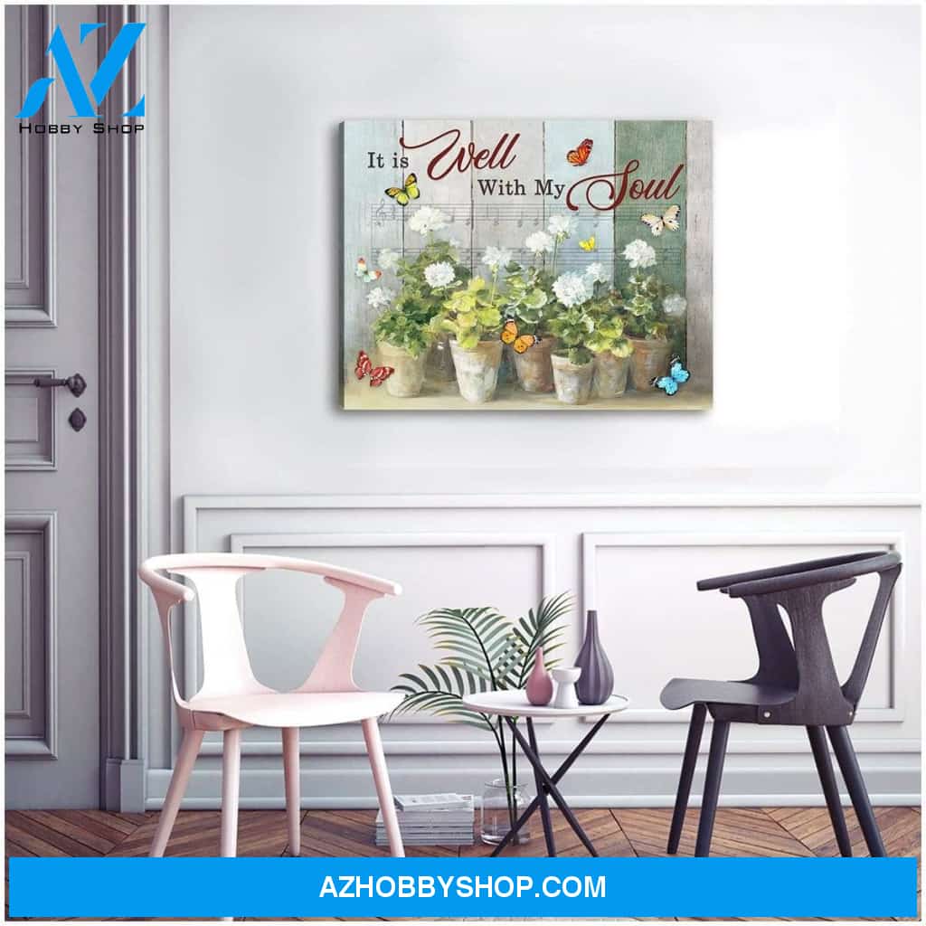 Zalooo It Is Well With My Soul Butterfly Wall Art Canvas