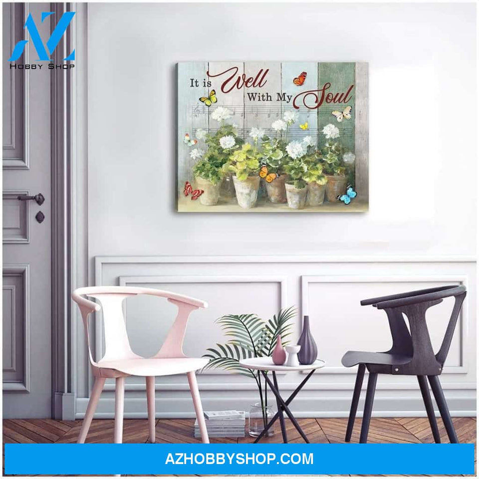 Zalooo It Is Well With My Soul Butterfly Wall Art Canvas