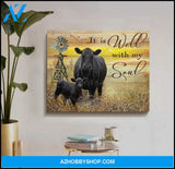 It Is Well With My Soul Angus Cow Canvas Wall Art, Wall Decor Visual Art Farmhouse Decor, Great Gift for Cows Lovers