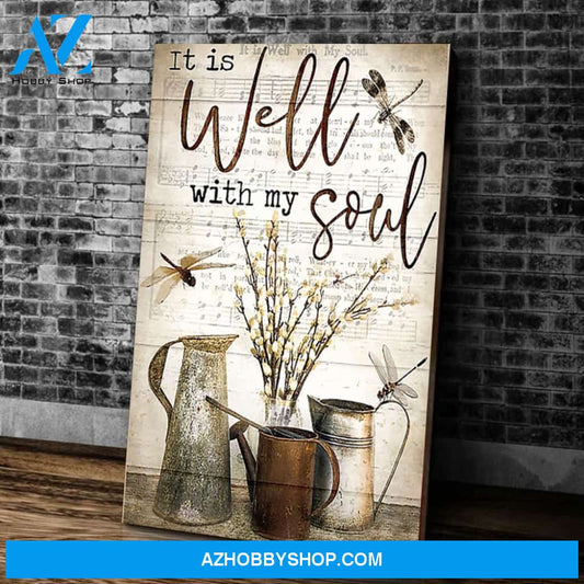 It Is Well With My Soul Canvas Wall Art, Dragonfly Wall Art Decor Canvas