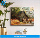 It is well with my soul Farm Hereford Cows Canvas Wall Art Decor
