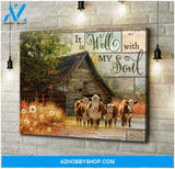 It is well with my soul Farm Hereford Cows Canvas Wall Art Decor