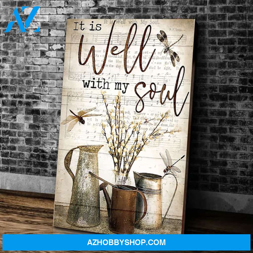 It Is Well With My Soul Matte Canvas, Dragonfly Wall Art Decor Canvas