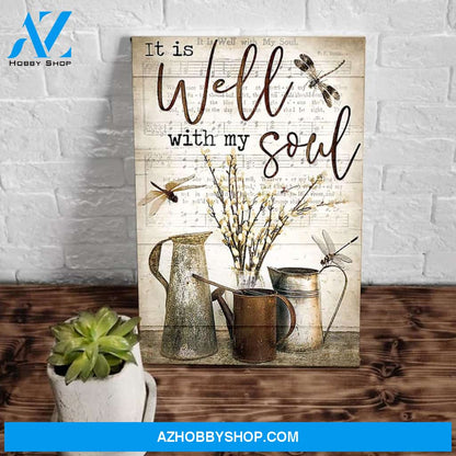 It Is Well With My Soul Matte Canvas, Dragonfly Wall Art Decor Canvas