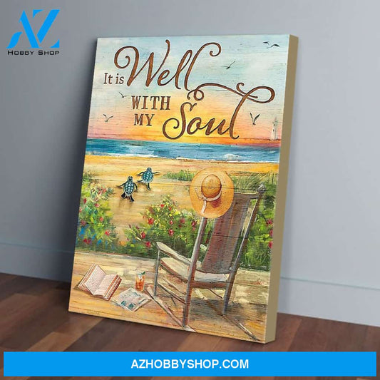 It Is Well With My Soul Vintage Turtle Beach Poster Canvas Wall Decor Visual Art