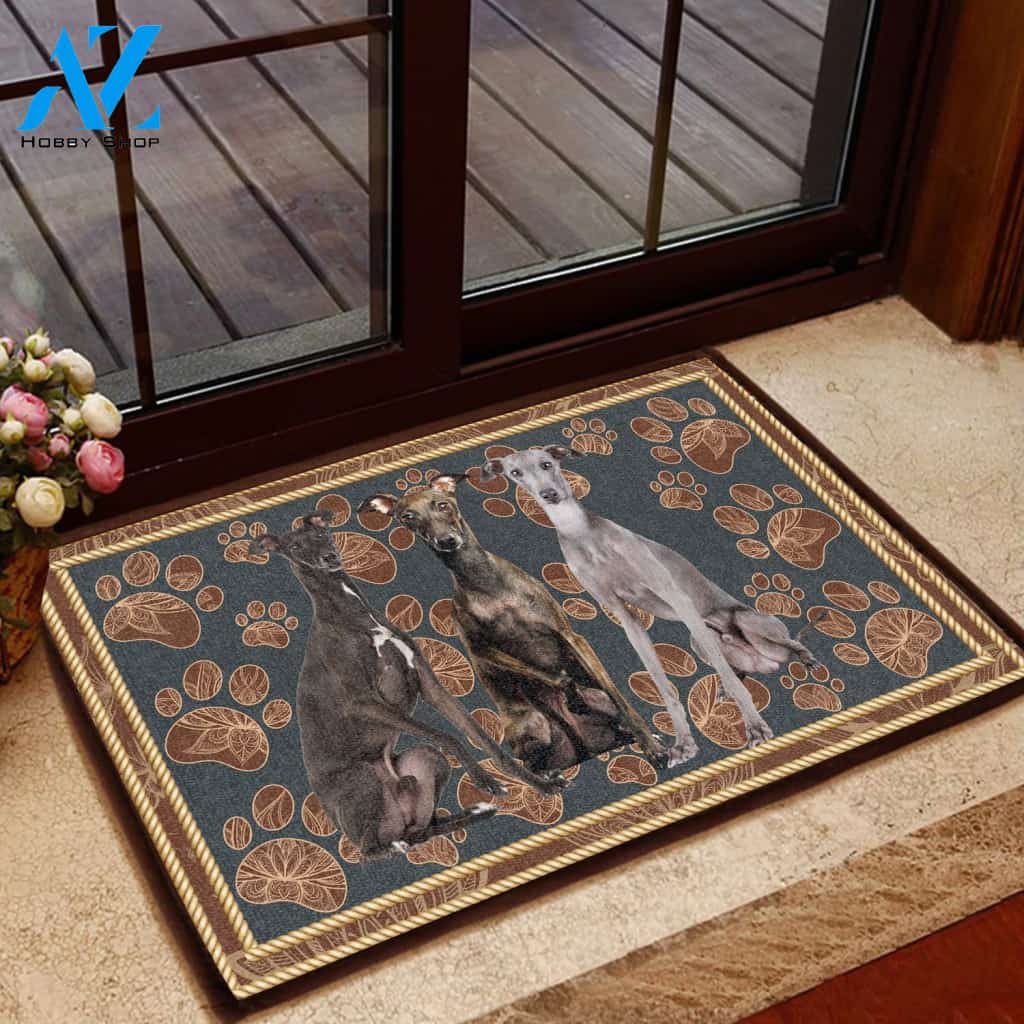 Italian Greyhound Floral Paw - Dog Doormat | Welcome Mat | House Warming Gift