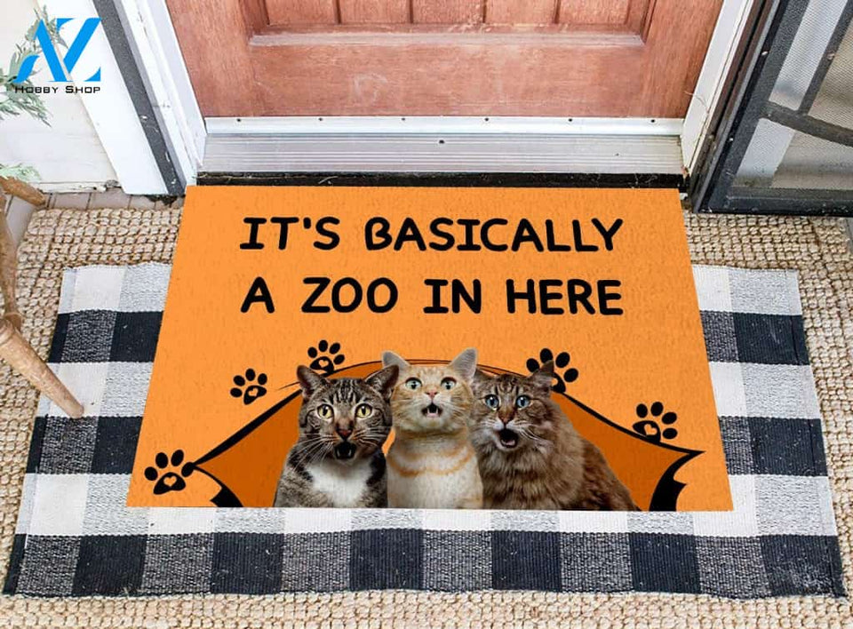It's Basically A Zoo In Here Cats Doormat | Welcome Mat | House Warming Gift