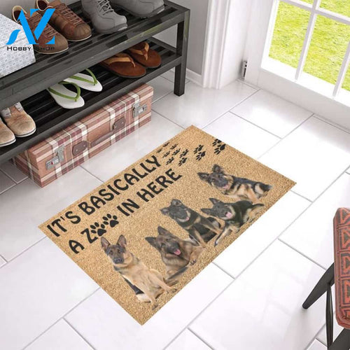 It's Basically A Zoo In Here German Shepherds Doormat Gift For Dog Lovers Home Decor Warm House Gift Welcome Mat Halloween Decor