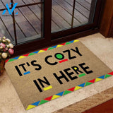 It's Cozy In Here - African American Coir Pattern Print Doormat