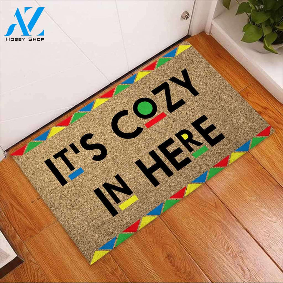 It's Cozy In Here - African American Coir Pattern Print Doormat