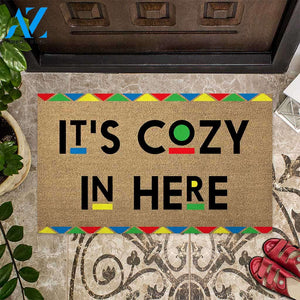 It's Cozy In Here - African American Coir Pattern Print Doormat