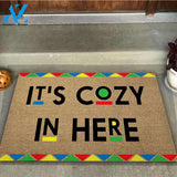 It's Cozy In Here - African American Coir Pattern Print Doormat