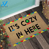 It's Cozy In Here - African American Coir Pattern Print Doormat