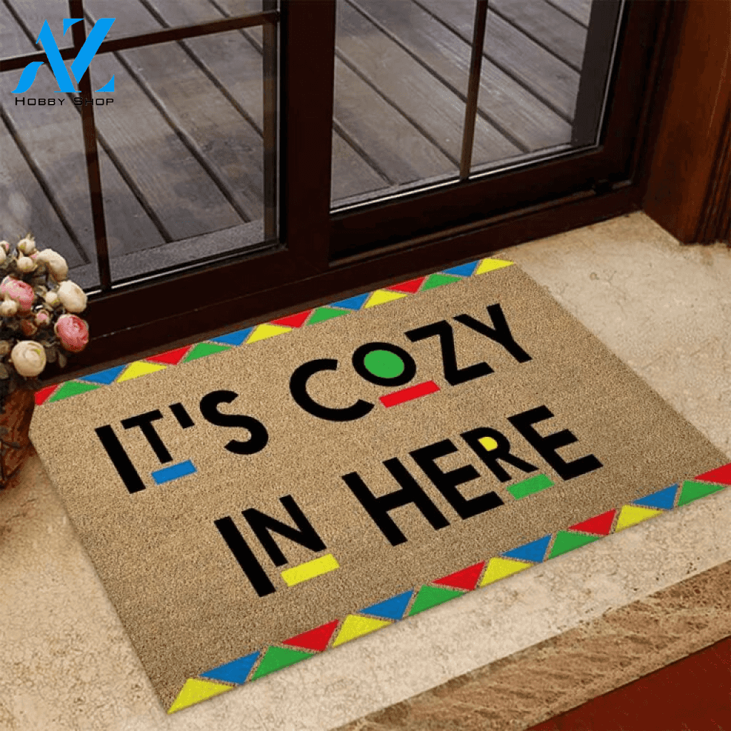 It's Cozy In Here African American Coir Pattern Print Doormat | Welcome Mat | House Warming Gift
