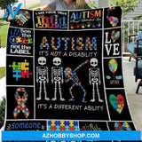 It's Not A Disability It's A Different Ability, Skeleton Autism Awareness Blanket