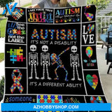 It's Not A Disability It's A Different Ability, Skeleton Autism Awareness Blanket
