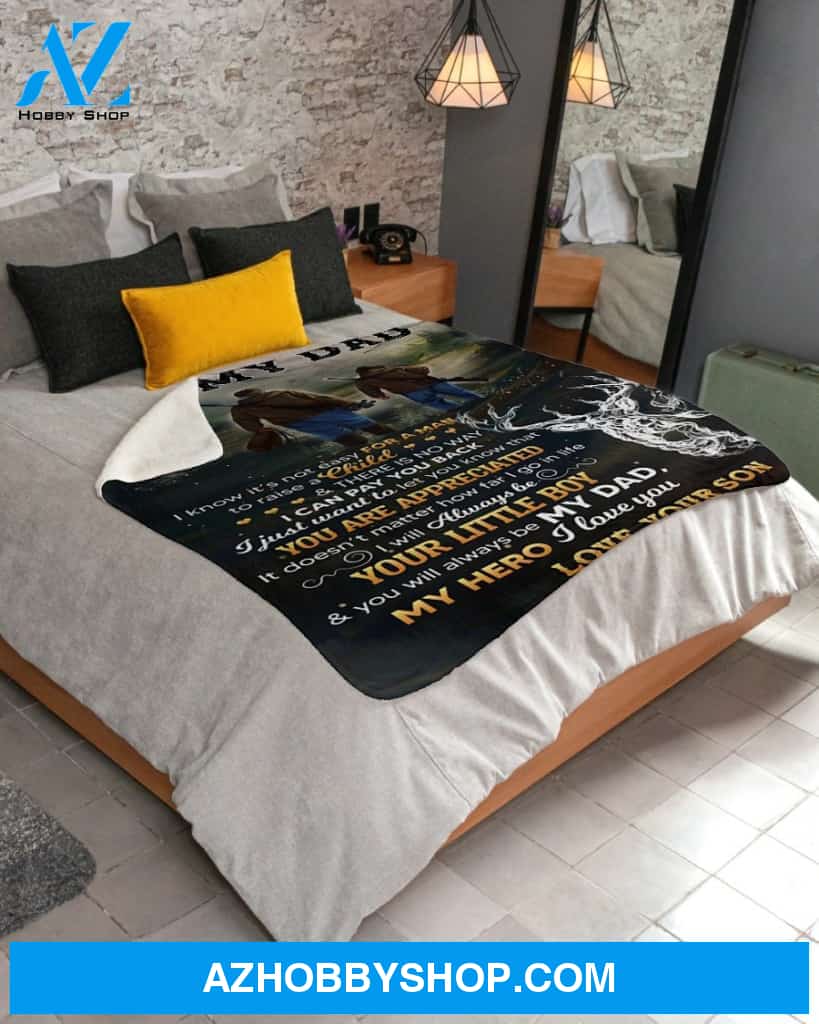 It's Not Easy For A Man To Raise A Child - To Dad Fleece Blanket Gift For Dad