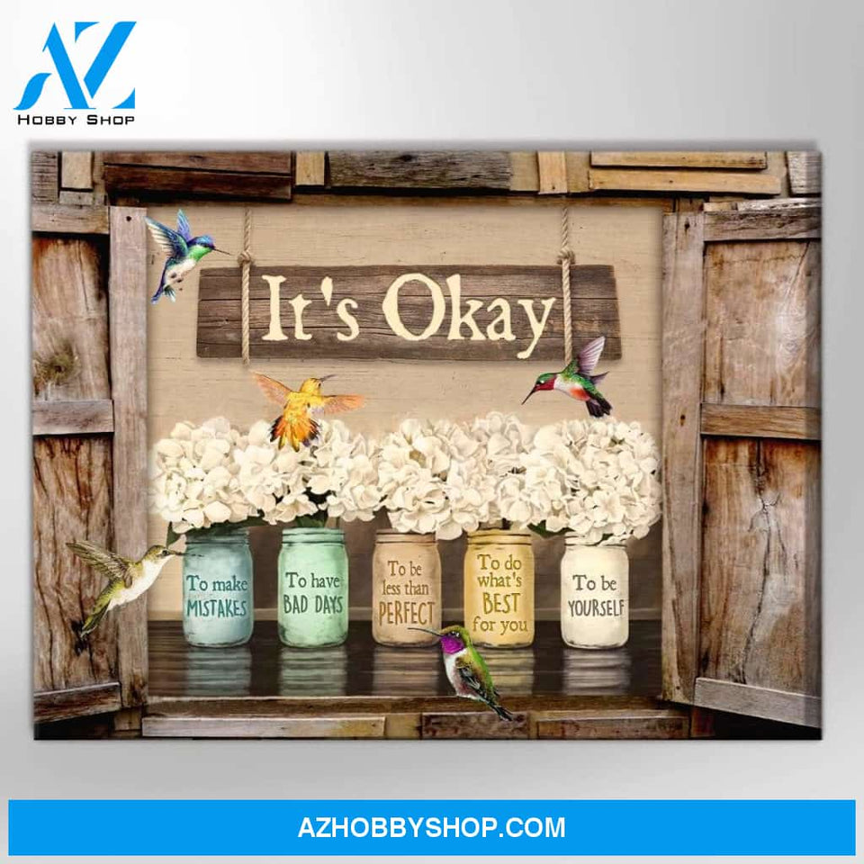 It's Okay Hummingbird Poster Canvas Wall Decor Visual Art