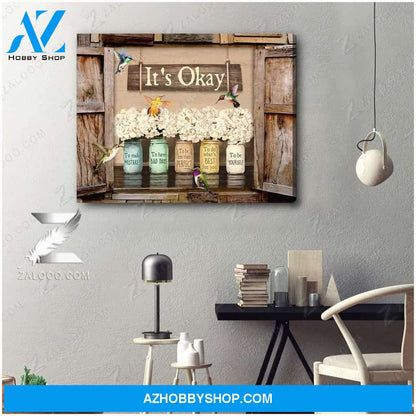 It's Okay Window Flowers Hummingbird Wall Art Canvas