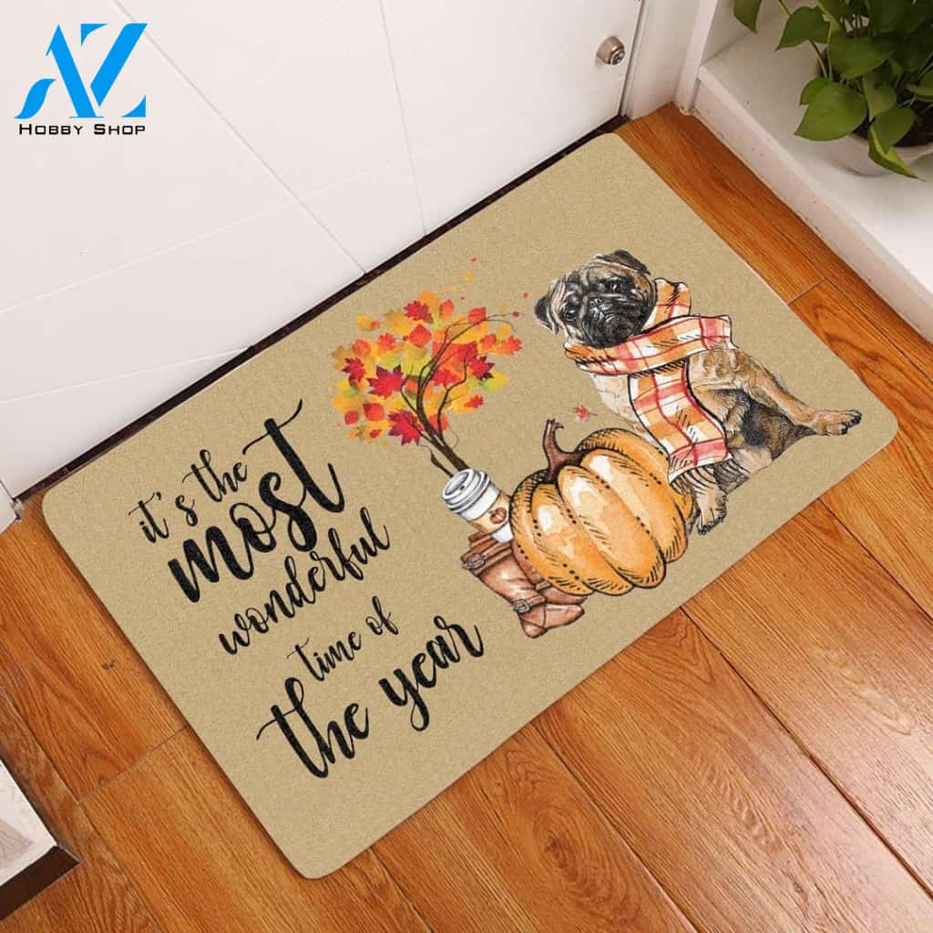 It's The Most Wonderful Time Of The Year Pug Doormat | Welcome Mat | House Warming Gift