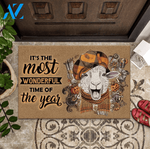 It's The Most Wonderful Time Of The Year Sheep Doormat Welcome Mat Housewarming Gift Home Decor Farmhouse Funny Doormat Gift Idea For Sheep Lovers