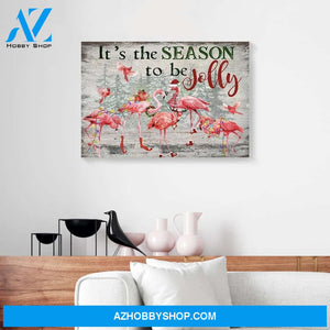 It's The Season To Be Jolly Flamingo Merry Christmas Canvas Wall Art