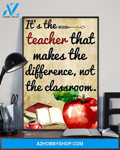 Teacher Classroom Canvas it’s the Teacher That Makes The Difference, Student Wall Art Back to School Gift for Teacher