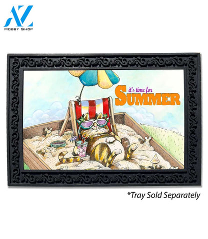 It's Time for Summer Kitty Doormat - 18" x 30"