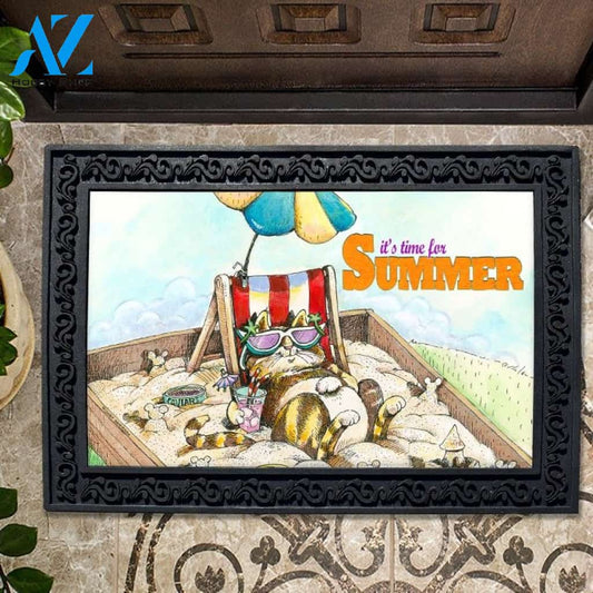 It's Time for Summer Kitty Doormat - 18" x 30"