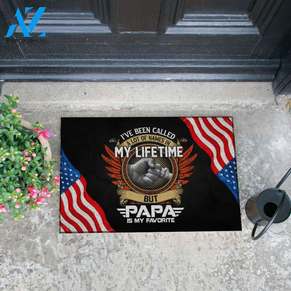 Veteran Doormat, Welcome Rug, I've Been Called A Lot Of Names In My Life Time But Papa Is My Favorite Doormat