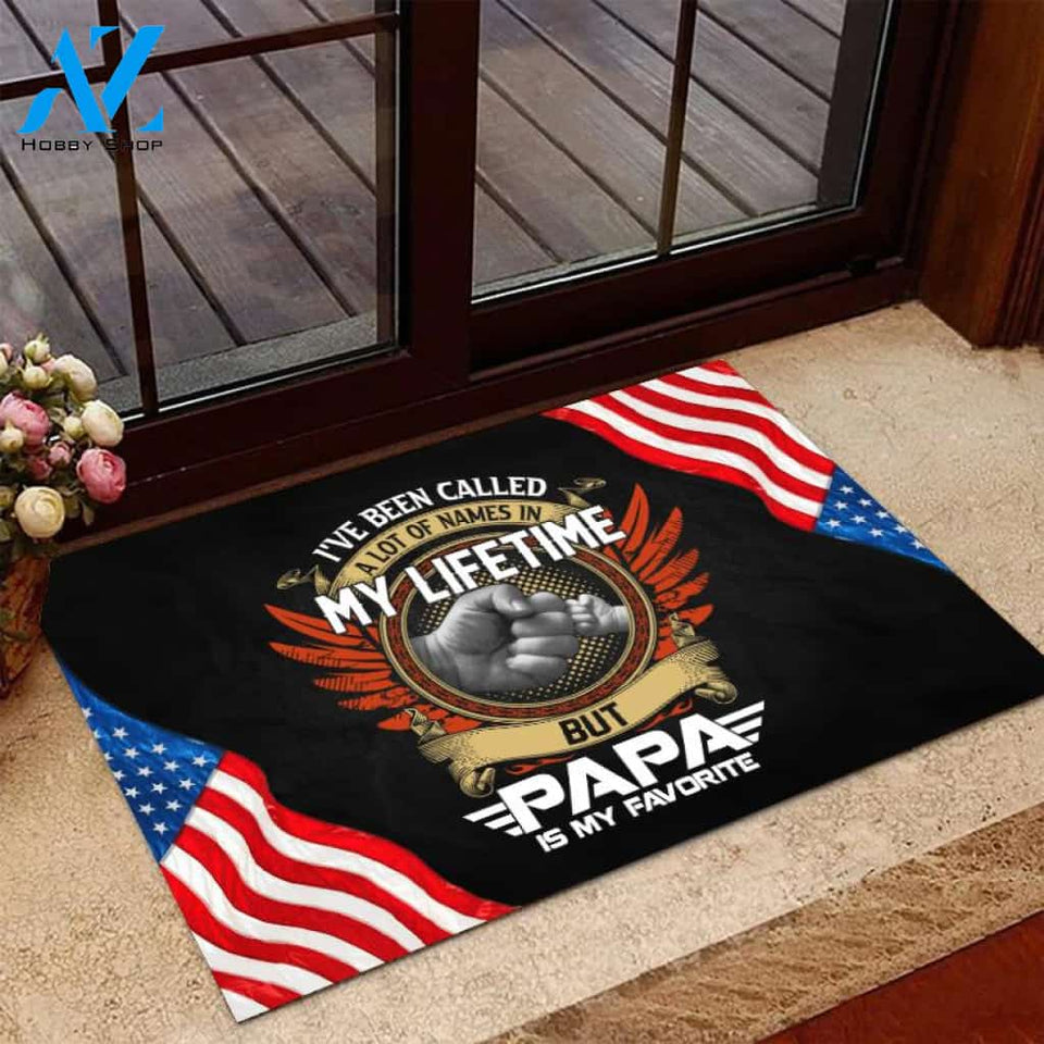 Veteran Doormat, Welcome Rug, I've Been Called A Lot Of Names In My Life Time But Papa Is My Favorite Doormat