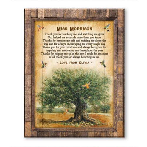 Thank You Gift For Teacher, Teacher Appreciation Gift From Student, Teacher Gifts, Tree Wall Art