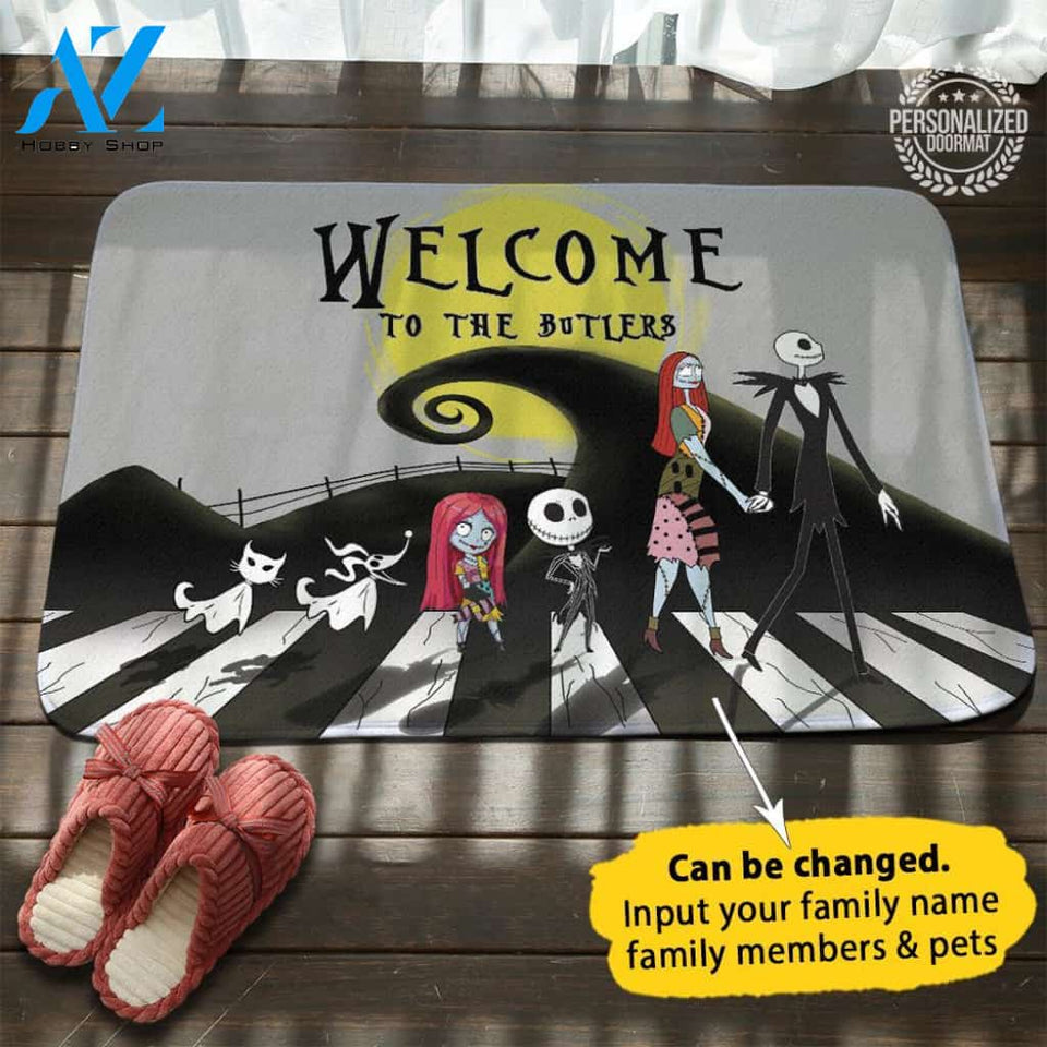 Jack And Sally Personalized Doormat