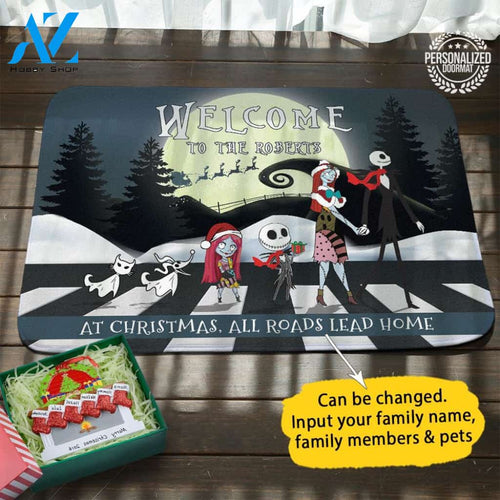 Jack Christmas Roads Personalized Doormat
