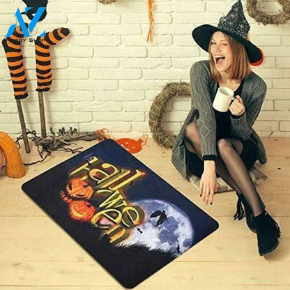 Jack-o-Lantern Moon Night Grass Pumpkin Halloween Doormat Indoor and Outdoor Mat Entrance Rug Funny Home Decor Closing Gift Gift for Friend Family Gift Idea