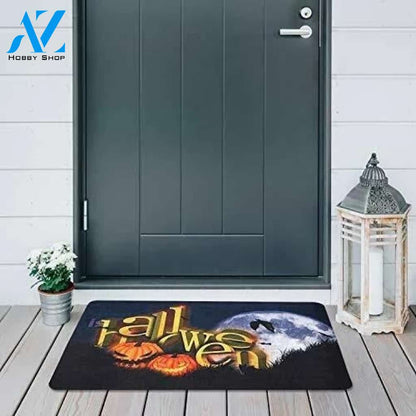 Jack-o-Lantern Moon Night Grass Pumpkin Halloween Doormat Indoor and Outdoor Mat Entrance Rug Funny Home Decor Closing Gift Gift for Friend Idea