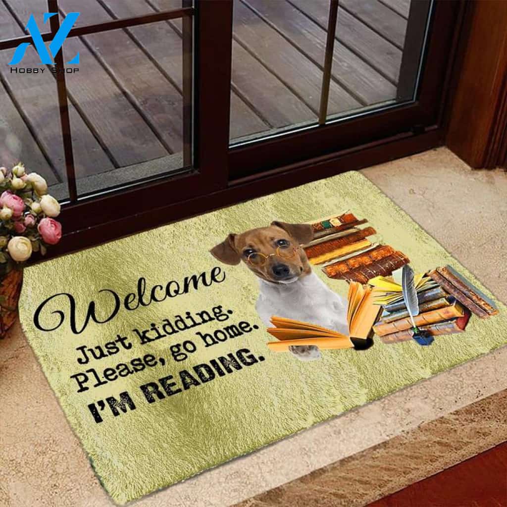 Jack Russell Terrier I'm Reading Dog Doormat