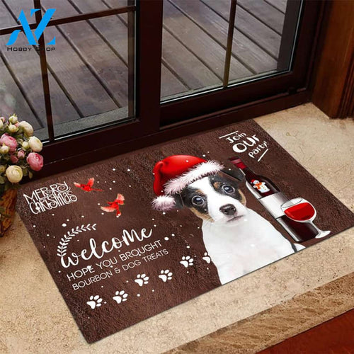 Jack Russell Terrier Join Our Party Christmas Doormat