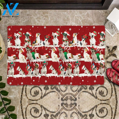 Jack Russell Terrier Snow Merry Christmas Doormat