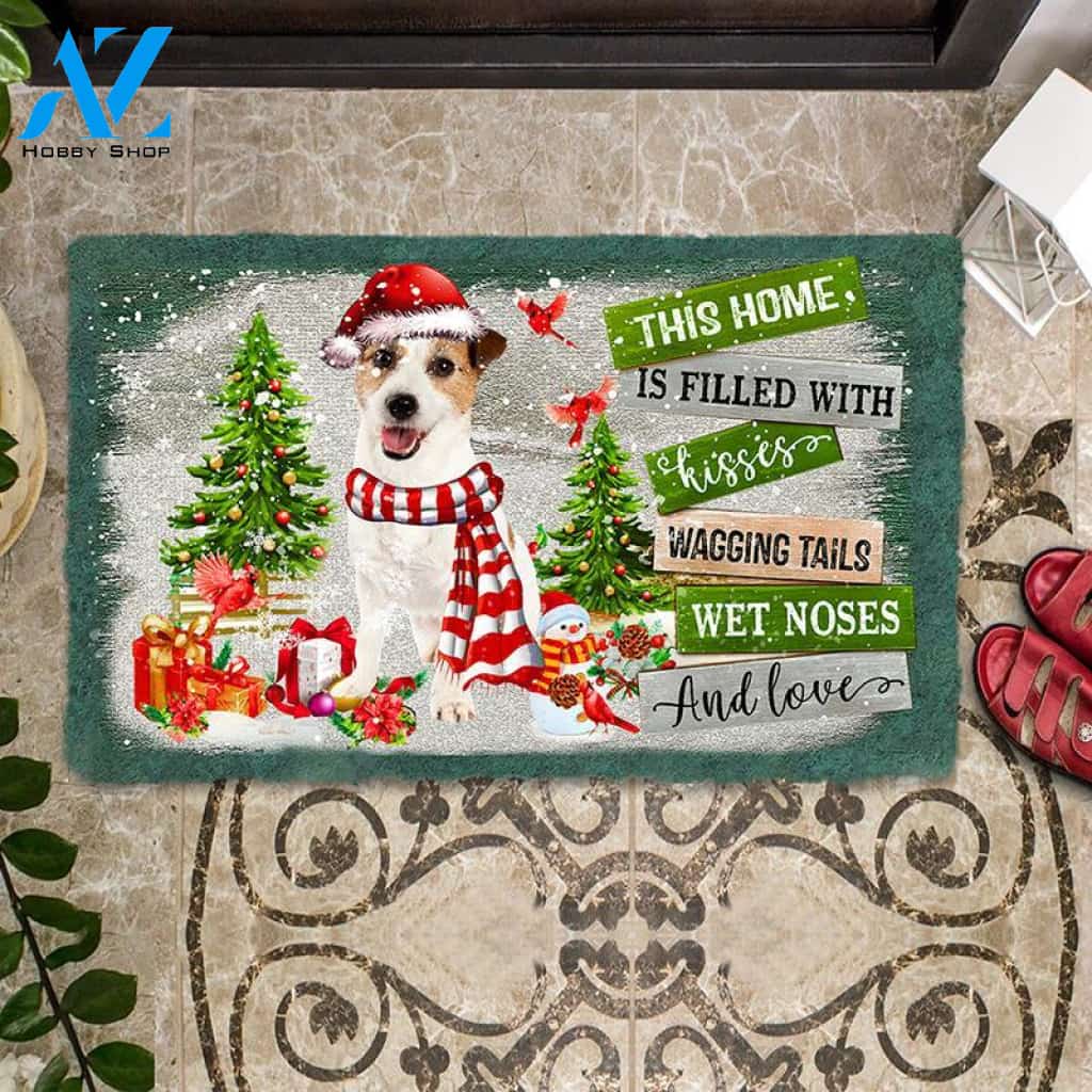 Jack Russell Terrier This Home Is Filled With Kisses Christmas Dog Doormat
