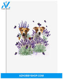 Jack Russell Terrier with lavender flower poster