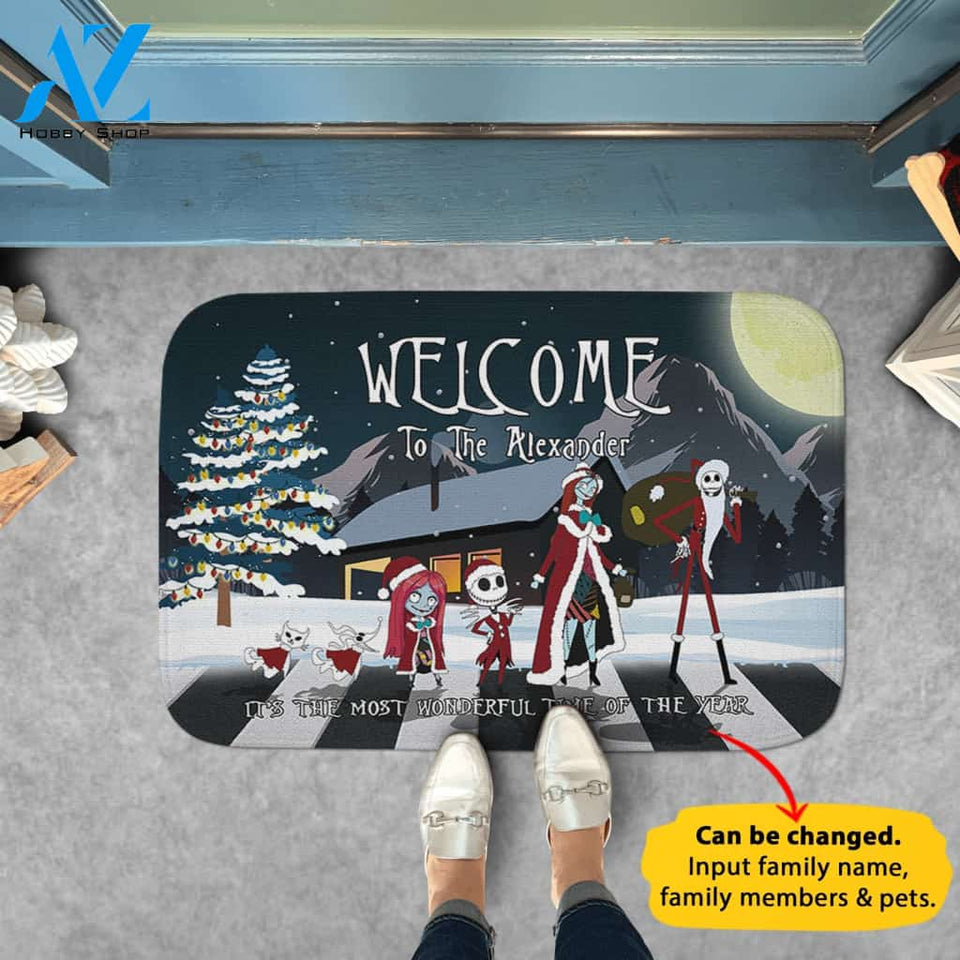 Jack Sally Christmas Personalized Doormat