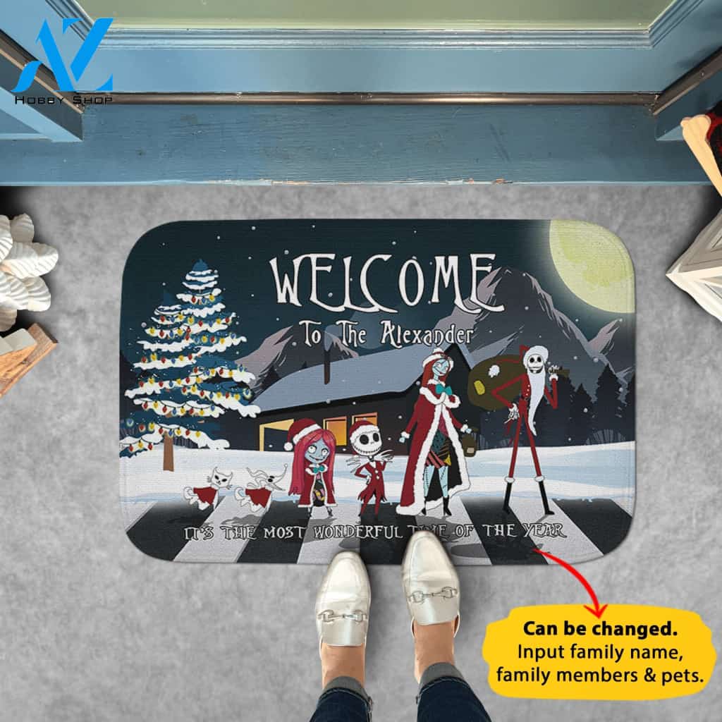 Jack Sally Christmas Personalized Doormat