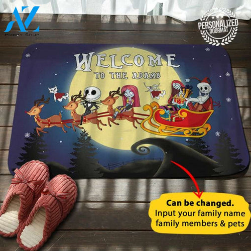 Jack Sally Christmas Personalized House Name Doormat