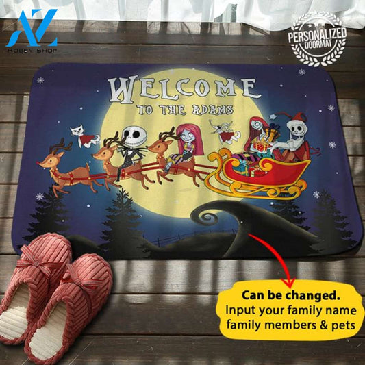 Jack Sally Christmas Personalized House Name Doormat
