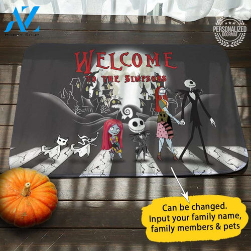 Jack Sally Halloween Personalized Doormat
