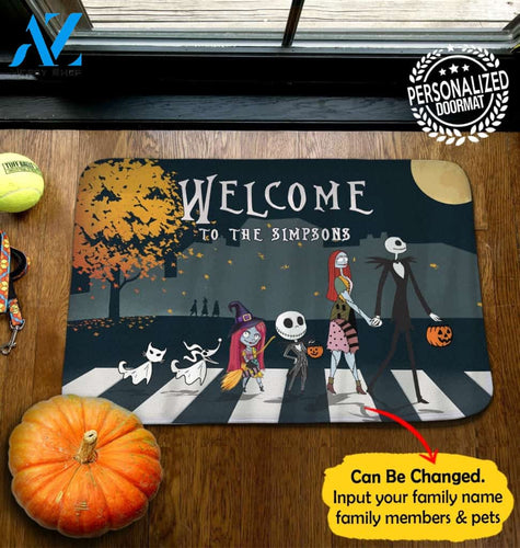 Jack Sally Halloween Personalized Doormat